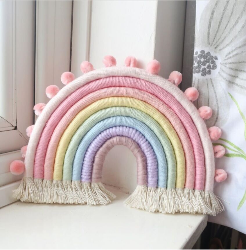 Katoenen macramé regenboog