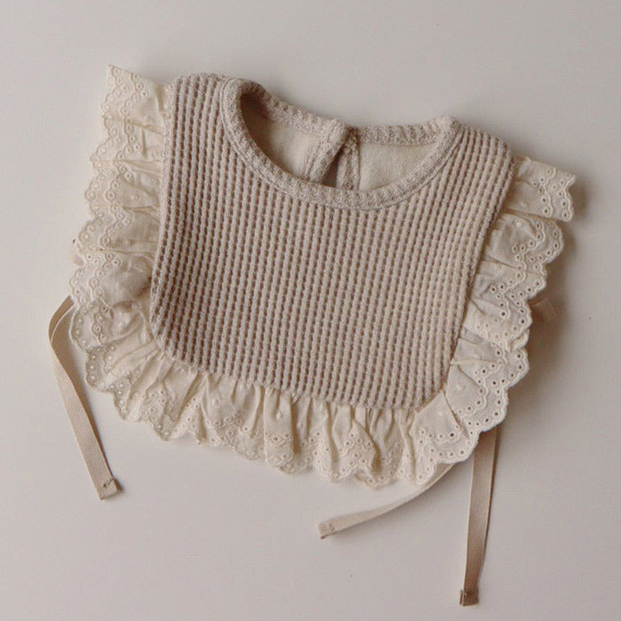 Boho Didot Slabbetje van wafelstof met kanten afwerking Comme deux Enfants
