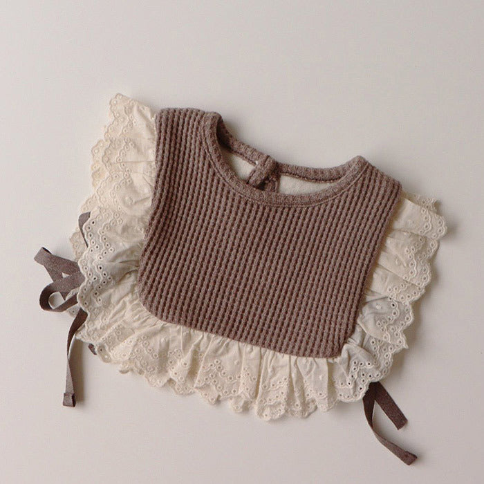 Boho Didot Slabbetje van wafelstof met kanten afwerking Comme deux Enfants