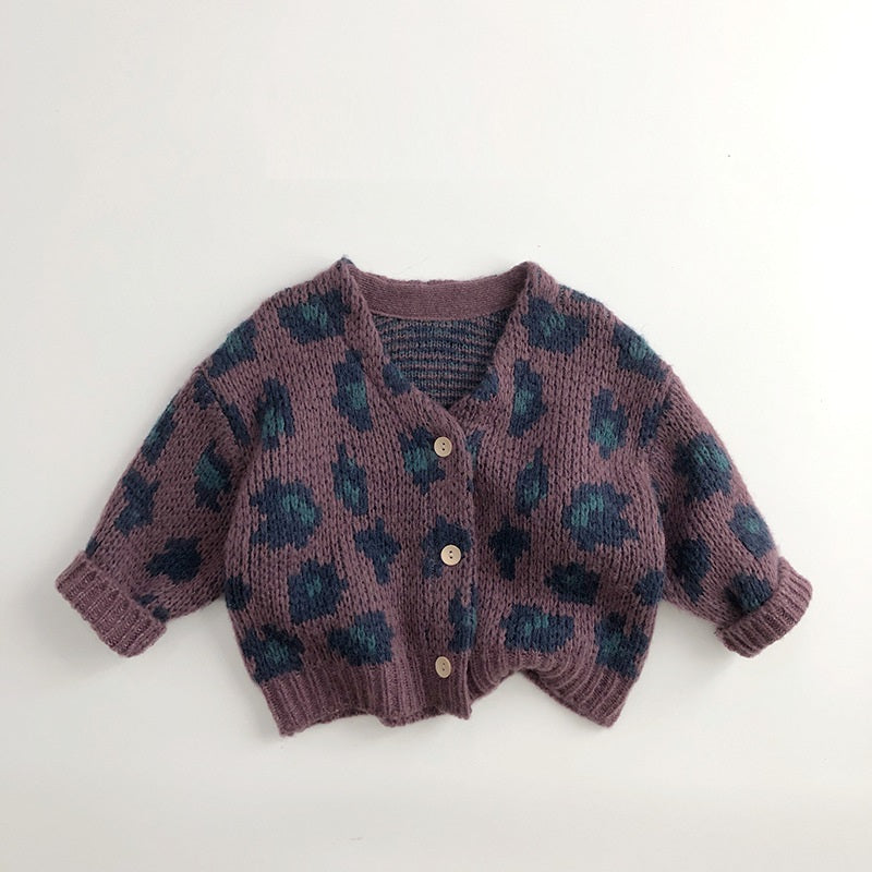 Gebreide cardigan met panter print Comme deux Enfants