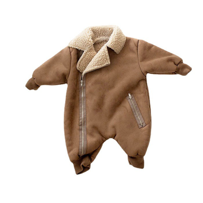 Suede look Baby winterpak met stoere rits Comme deux Enfants