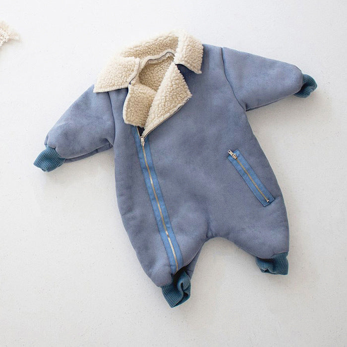 Suede look Baby winterpak met stoere rits Comme deux Enfants