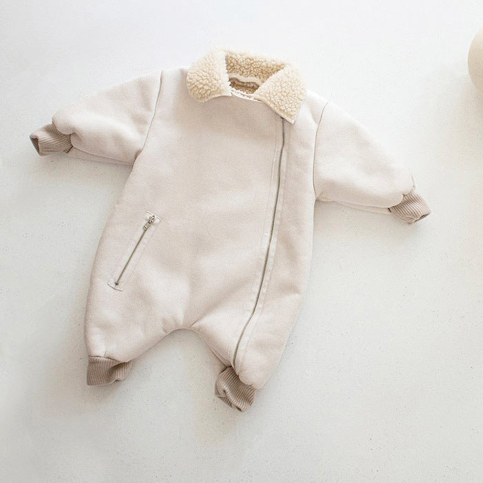Suede look Baby winterpak met stoere rits Comme deux Enfants