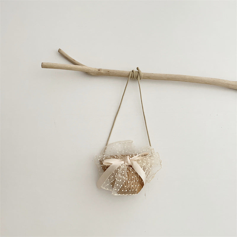 kinder handtasje van Rotan met Tule strik Comme deux Enfants